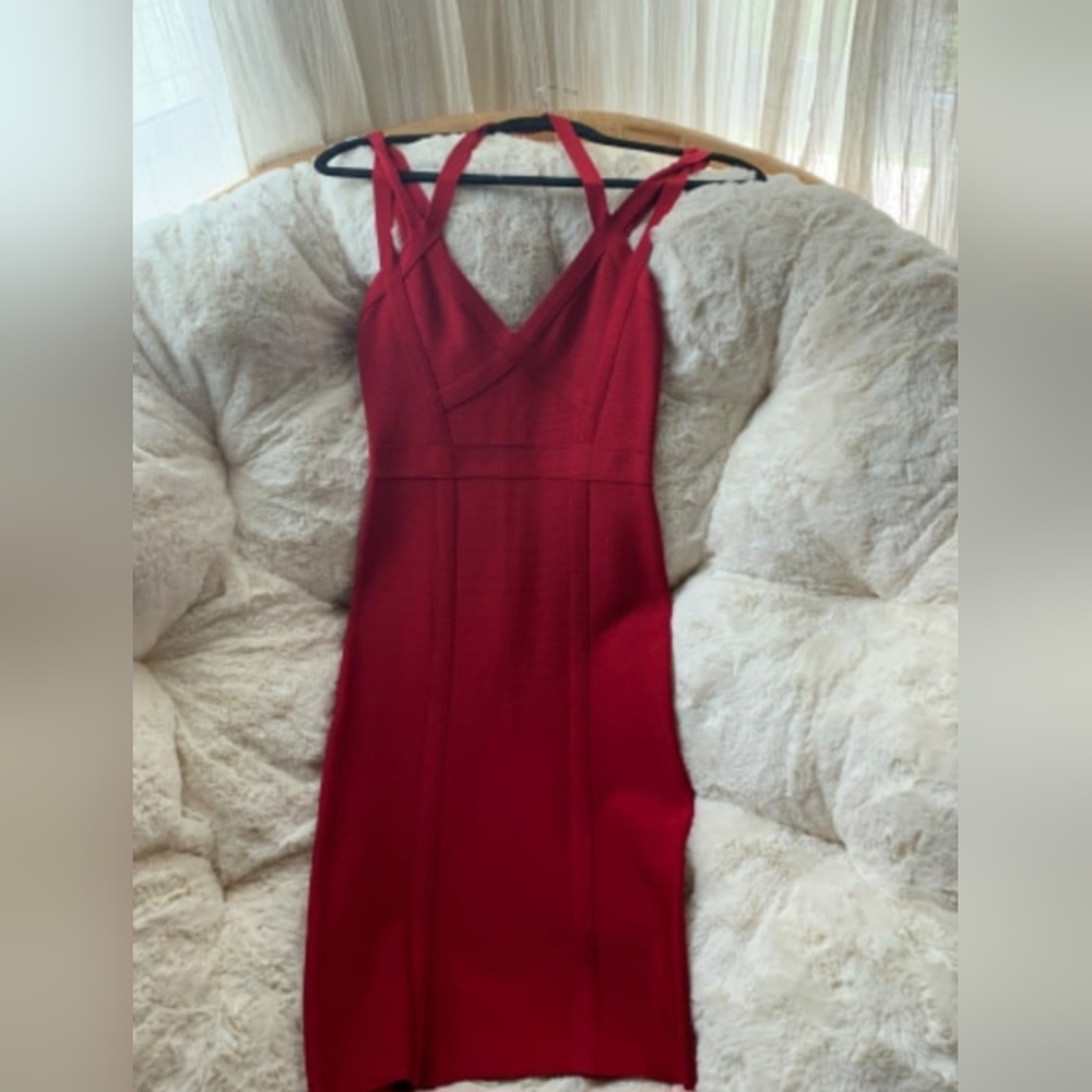 Red Bebe Bandage Dress